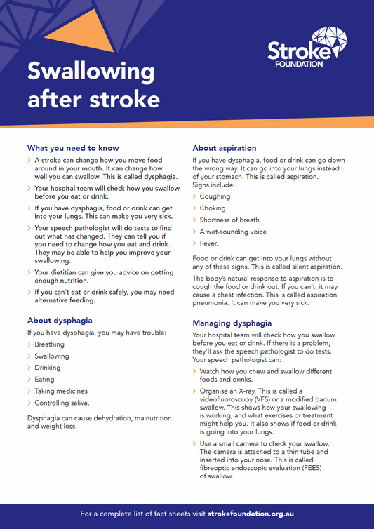 Fact sheet - Swallowing after stroke
